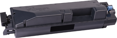 Schwarzer Toner-Kit für Kyocera-Drucker mit sichtbaren Anschlüssen und länglicher Form.