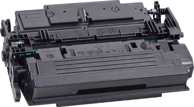 Schwarze Tonerkassette für HP LaserJet-Modelle in seitlicher Ansicht.