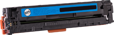 Cyan Tonerkassette mit blauer und schwarzer Kennzeichnung für Canon-Drucker.