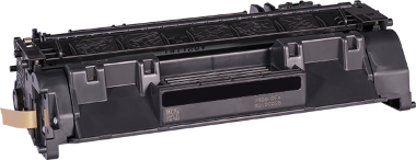 Tonerpatrone in schwarzer Farbe, Seitenansicht, für HP LaserJet-Drucker.