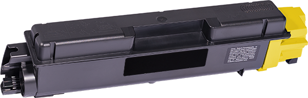 Gelber Rebuilt Toner-Kit für Kyocera-Drucker mit schwarzem Gehäuse und gelbem Farbkörper.