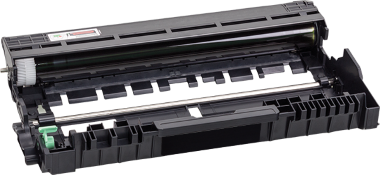 Toner-Druckerpatrone DR-2300 in schwarzer Farbgebung, mit offenem Gehäuse zur Ansicht des Inneren.