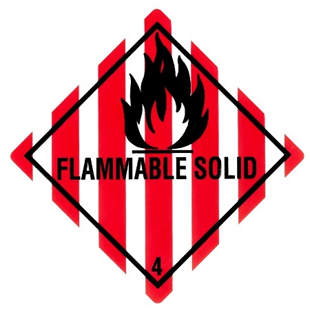 Gefahrgutetikett Klasse 4.1 mit Text "FLAMMABLE SOLID" @dr654