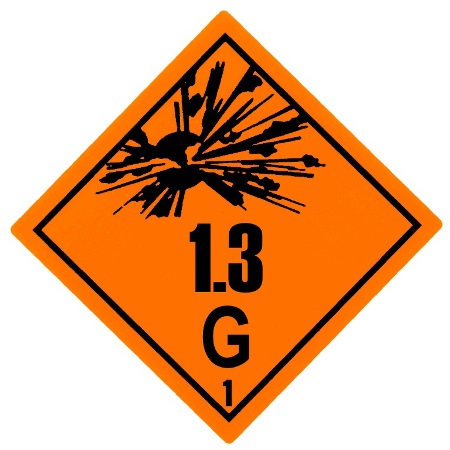 Gefahrgutetikett Klasse 1.3 G mit explodierender Bombe @dr458_1_3G