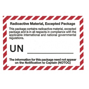 Gefahrgutetikett "RADIOACTIVE MATERIAL, EXCEPTED PACKAGE" @dr465